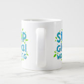 Stop wereldwijde opwarming grote koffiekop (Achterkant)