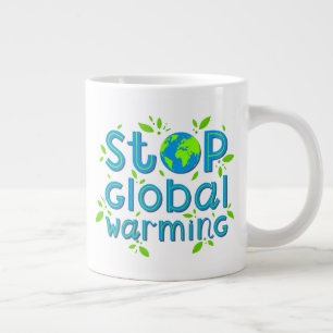 Stop wereldwijde opwarming grote koffiekop