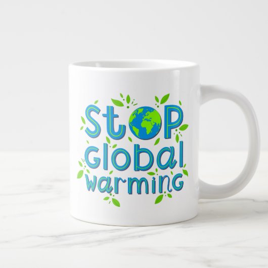 Stop wereldwijde opwarming grote koffiekop (Rechts)
