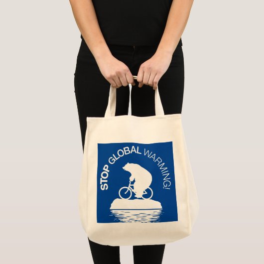 Stop wereldwijde opwarming: herbruikbare boodschap tote bag (Voorkant (product))
