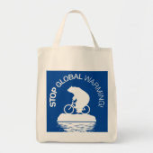 Stop wereldwijde opwarming: herbruikbare boodschap tote bag (Voorkant)