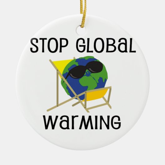 Stop wereldwijde opwarming keramisch ornament (Voorkant)