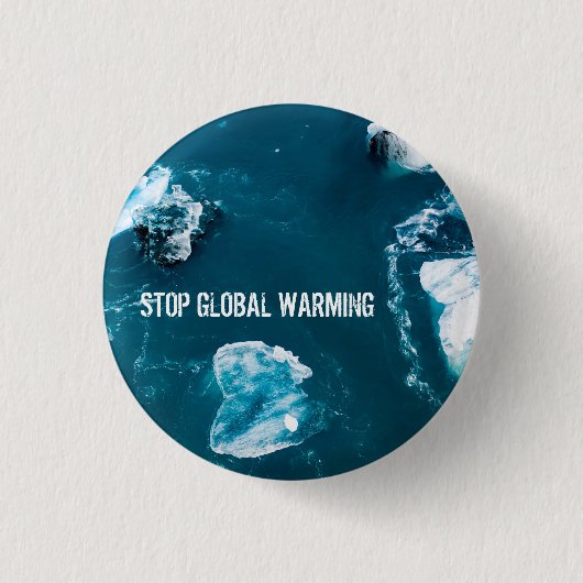 Stop wereldwijde opwarming ronde button 3,2 cm (Voorkant)