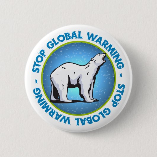 Stop wereldwijde opwarming ronde button 5,7 cm (Voorkant)