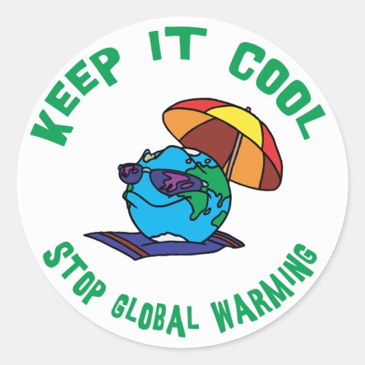 Stop wereldwijde opwarming ronde sticker (Voorkant)