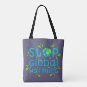 Stop wereldwijde opwarming tote bag (Achterkant)
