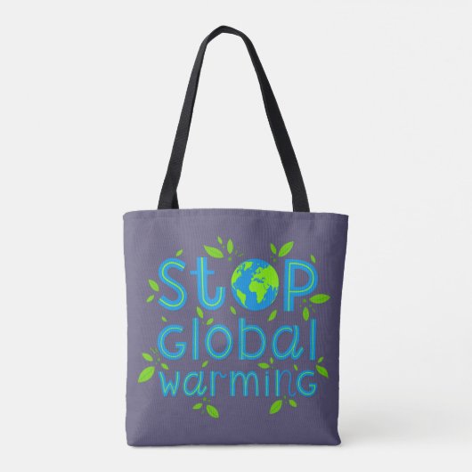 Stop wereldwijde opwarming tote bag (Achterkant)