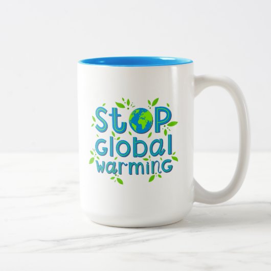 Stop wereldwijde opwarming tweekleurige koffiemok (Rechts)