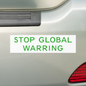 Stop wereldwijde waarschuwing bumpersticker (Op auto)