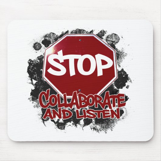 Stop! Werk samen en luister. Muismat (Voorkant)