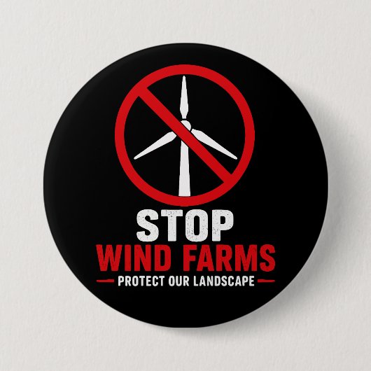 Stop windparken, bescherm ons landschap ronde button 7,6 cm (Voorkant)