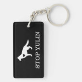 "STOP YULIN" Sleutelhanger voor dierenwelzijn (achterkant)