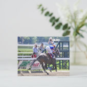 Stopchargingmaria overwinnend in haar eerste race. briefkaart (Staand voorkant)