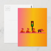 Stoplight met Heart Caravan, Dreamweaver Backgroun Briefkaart (Voorkant / Achterkant)