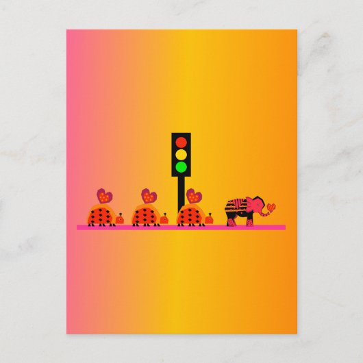 Stoplight met Heart Caravan, Dreamweaver Backgroun Briefkaart (Voorkant)
