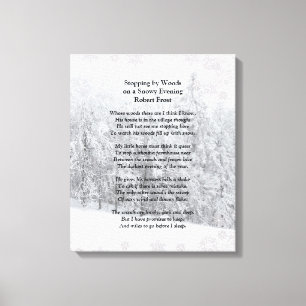 Stoppen door Bossen Snowy Evening Robert Frost Poe Canvas Afdruk