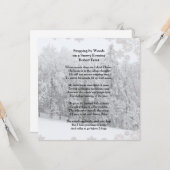 Stoppen door Bossen Snowy Evening Robert Frost Poe Kaart (Voorkant / Achterkant in situ)