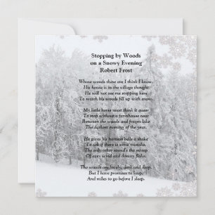 Stoppen door Bossen Snowy Evening Robert Frost Poe Kaart