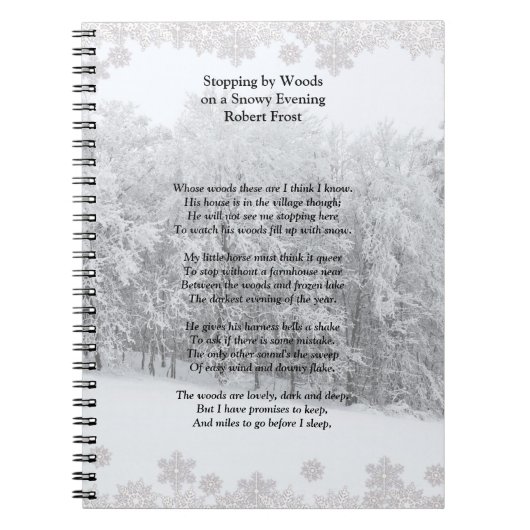 Stoppen door Bossen Snowy Evening Robert Frost Poe Notitieboek (Voorkant)