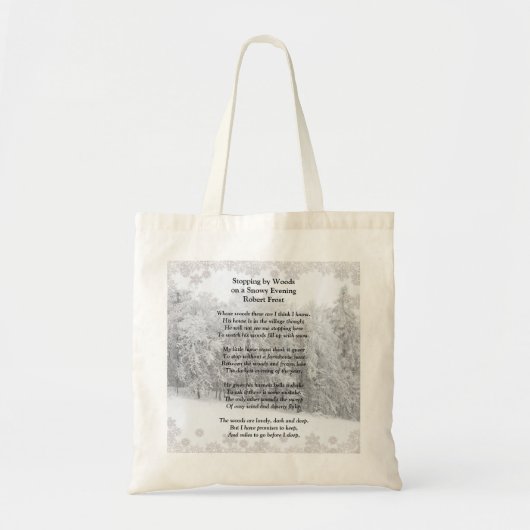 Stoppen door Bossen Snowy Evening Robert Frost Poe Tote Bag (Voorkant)