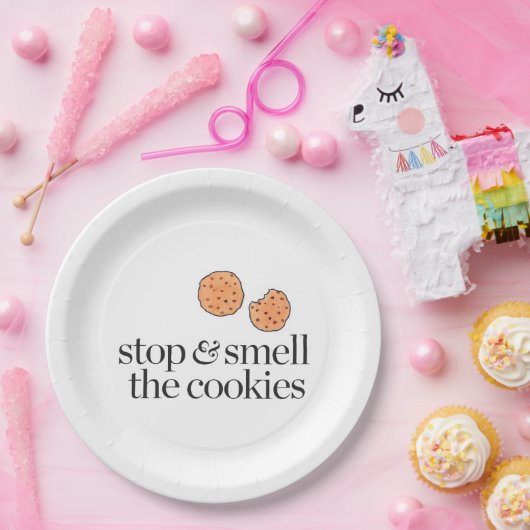 Stoppen en de koekjes verbranden papieren bordje (Feest)