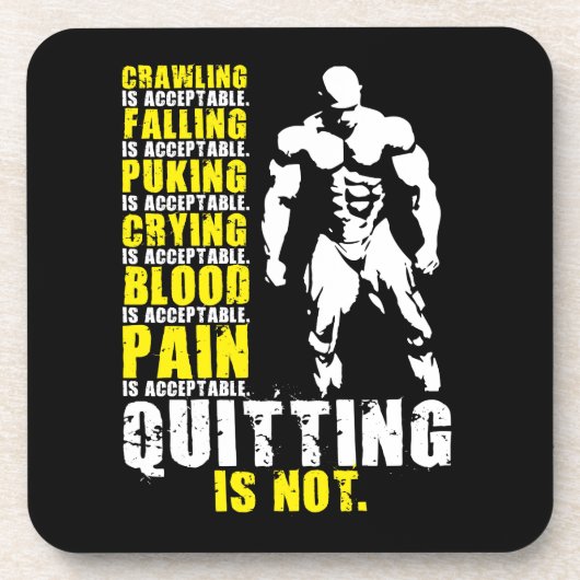 Stoppen is niet acceptabel - Workout Motivatie Bier Onderzetter (Voorkant)