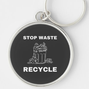 Stoppen met afval recyclen sleutelhanger