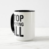 Stoppen met alle antwoorden mok (Voorkant links)