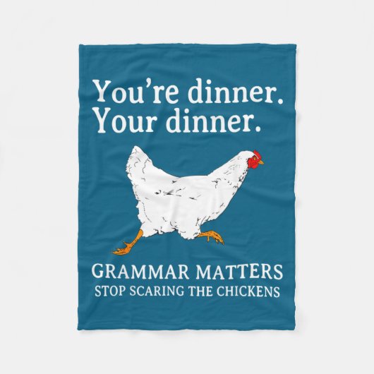 Stoppen met het kippen Engels grammatica grappig t Fleece Deken (Voorkant)