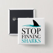 STOPPEN MET HET VINDEN VAN SHARKS VIERKANTE BUTTON 5,1 CM (Voorkant /achterkant)
