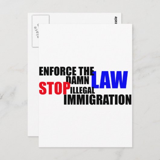 stoppen met illegale immigratie briefkaart (Voorkant / Achterkant)