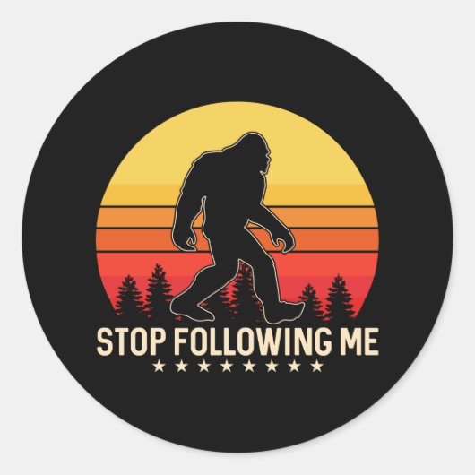 Stoppen met volgen | Bigfoot Retrodesign Ronde Sticker (Voorkant)