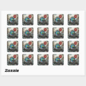Stoppen plastic vierkante sticker (Vel)