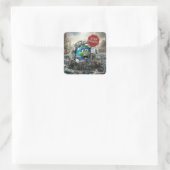 Stoppen plastic vierkante sticker (Tas)