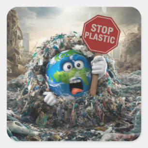 Stoppen plastic vierkante sticker