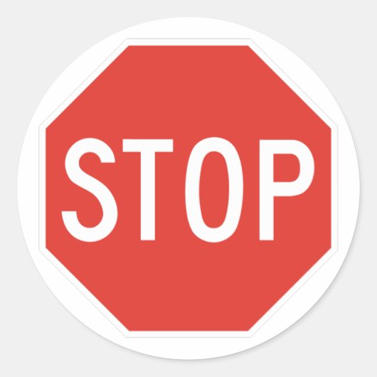Stoppen Ronde Sticker (Voorkant)