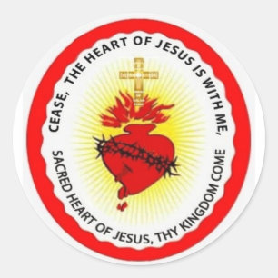 Stopperteken / Schild Gezegeld hart van Jezus Ronde Sticker