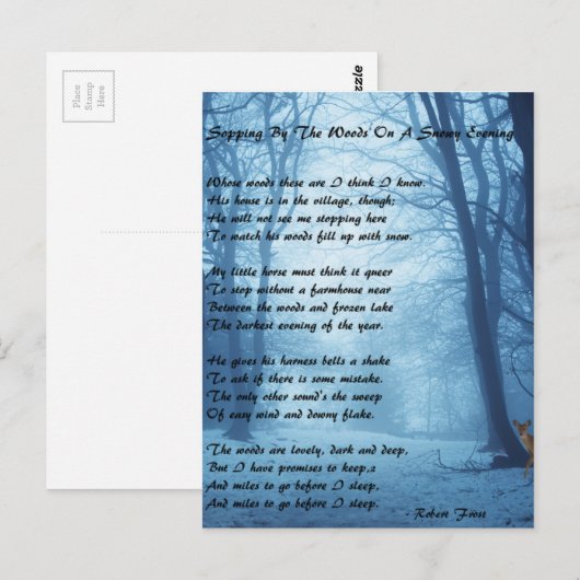 Stopping By The Woods by: Robert Frost Briefkaart (Voorkant / Achterkant)
