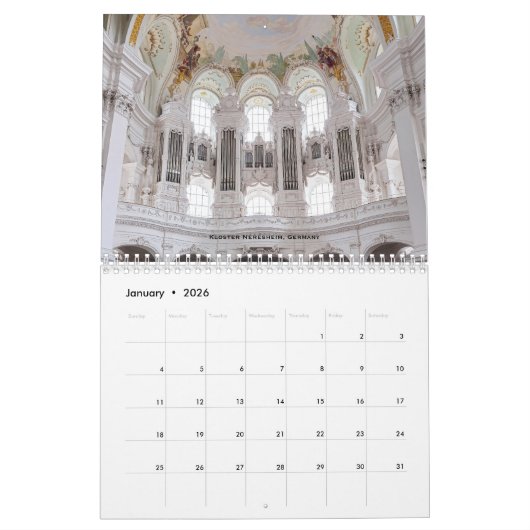 Stops Along the Way - Pipe Organ calendar Kalender (Jan 2026)