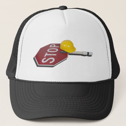 StopSignPoleConstructionHat051913.png Trucker Pet (Voorkant)