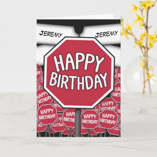 Stoptekens Verjaardag Kaart (Gele Bloem)