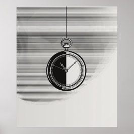 Stopwatch klok moderne minimalistische lijnkunst poster