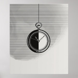 Stopwatch klok moderne minimalistische lijnkunst poster
