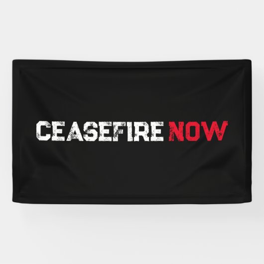 Stopzetting Vuur Nu wit rood zwart grunge typograf Spandoek (Horizontaal)