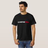 Stopzetting Vuur Nu wit rood zwart grunge typograf T-shirt (Voorkant volledig)