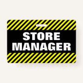 "STORE MANAGER" + zwarte & gele Stripes-badge Badge (Voorkant)