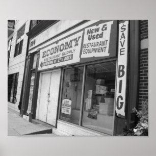 Storefront Philadelphia Black en White Photo Poster