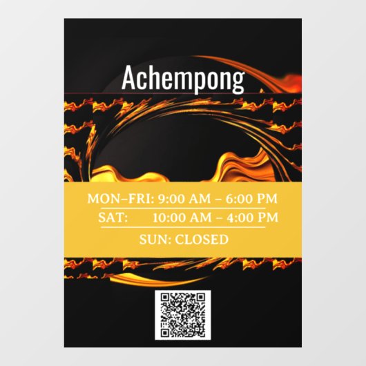 Storefront Sign: Achempong Gold Abstract Hour Disp Raamsticker (Vel)