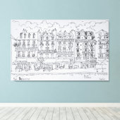 Storefronten langs Rue Daguerre | Parijs, Frankrij Canvas Afdruk (Insitu (Houten vloer))