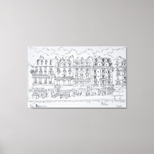 Storefronten langs Rue Daguerre   Parijs, Frankrij Canvas Afdruk